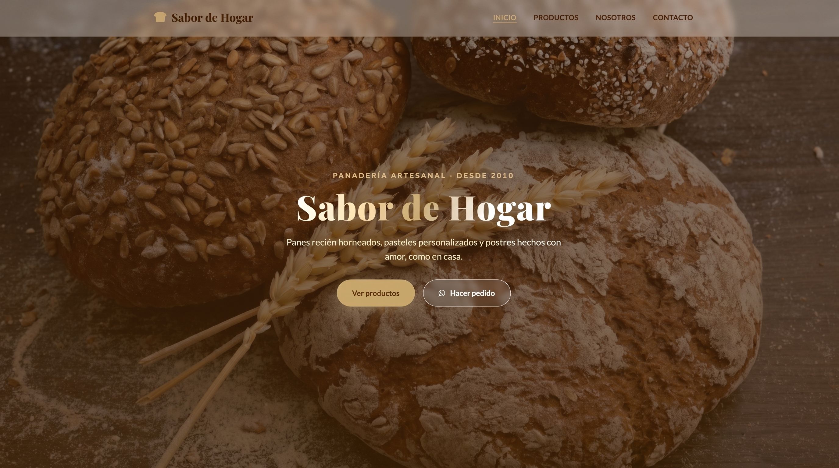 Vista previa del sitio web Sabor de Hogar — WOLFT NET